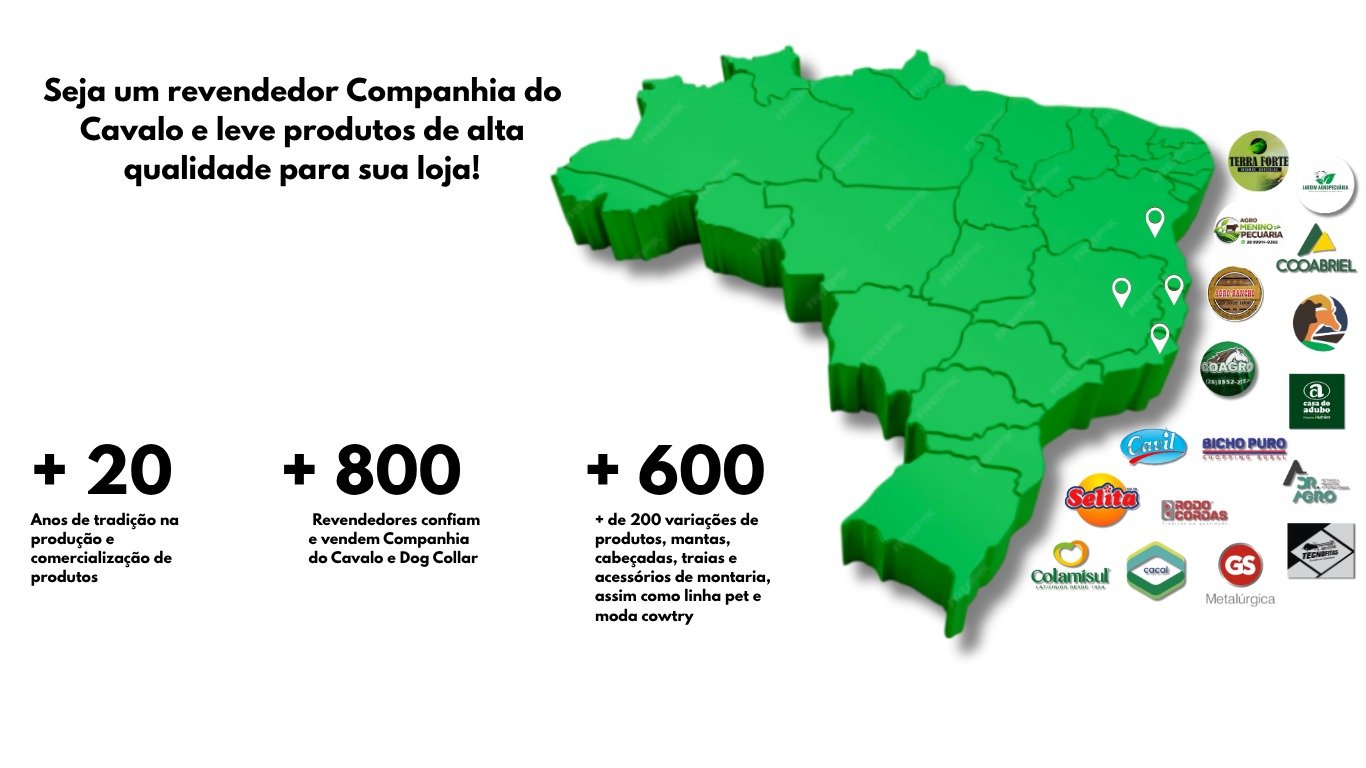 Seja um revendedor Companhia do Cavalo: mais de 20 anos de tradição, mais de 800 revendedores parceiros e mais de 600 produtos, com presença em todo o Sudeste e Nordeste do Brasil